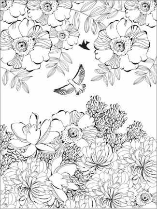 Antistress coloring book with poppies